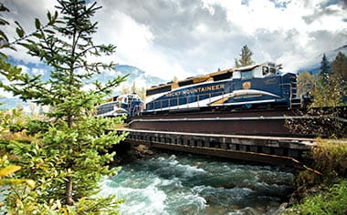 The Rocky Mountaineer train travelling through Canada